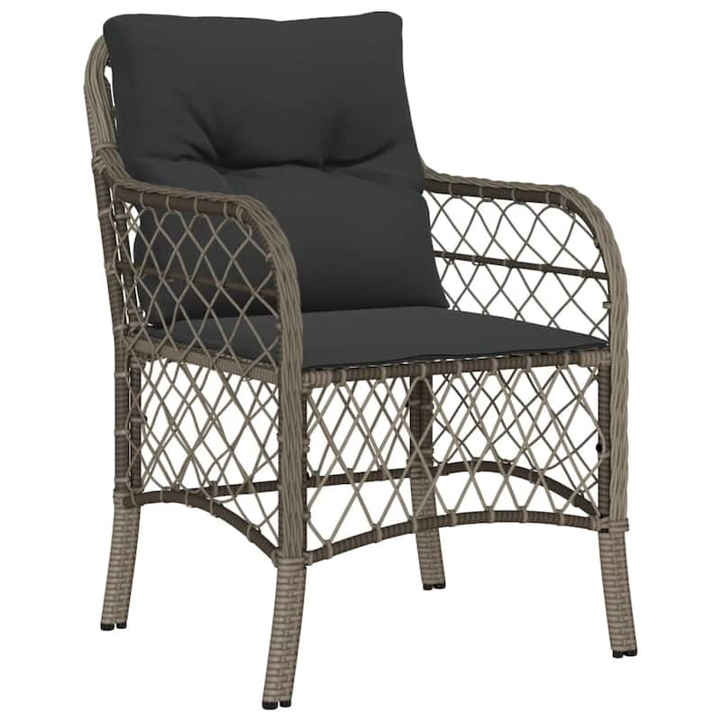 vidaXL Bistro Set with Cushions Outdoor Garden Furniture 3 Piece Poly Rattan - 35.4 x 74.8 x 29.5