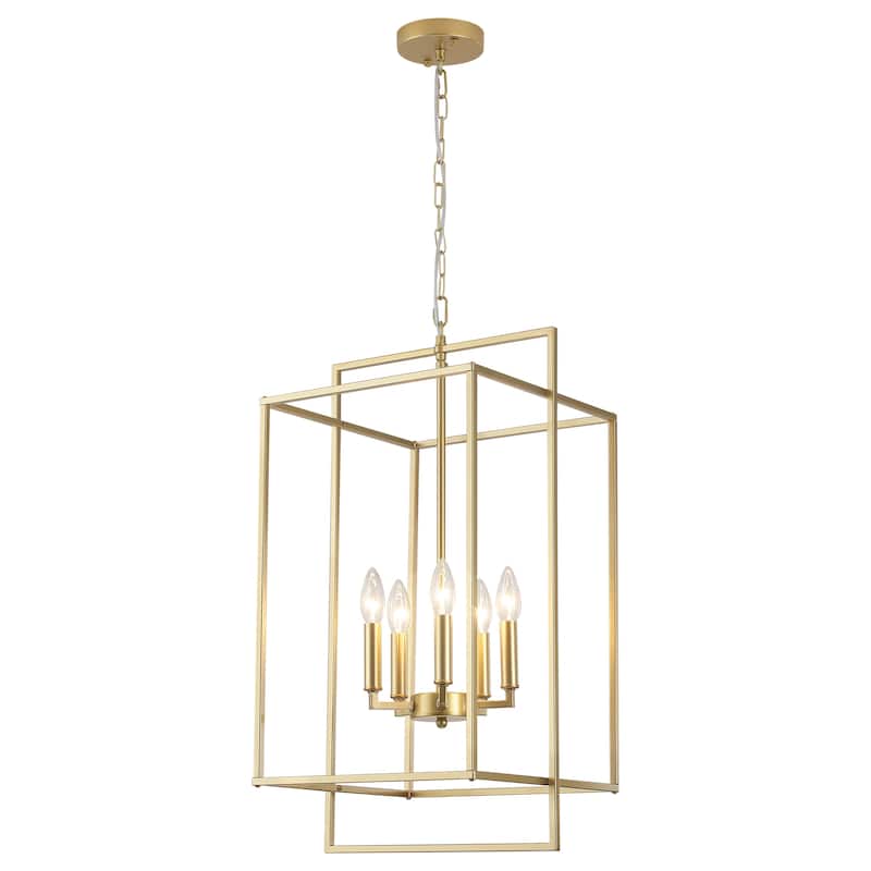 5-Light Candlestick Cage Hanging Linear Chandelier Lighting Island Chandelier for Kitchen Island