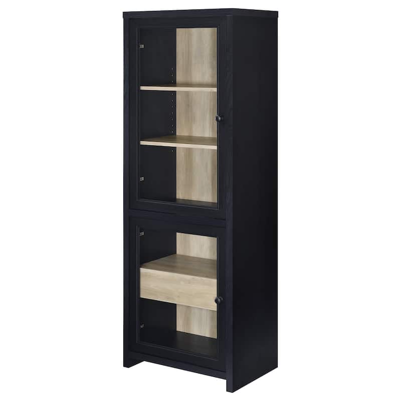 Denison 67-Inch 2-Door Media Tower Storage Cabinet Black