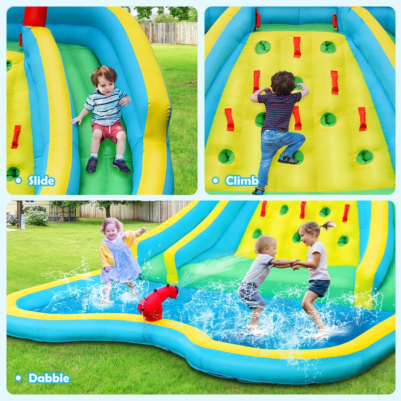 Gymax Inflatable Mighty Water Slide Park Bounce Splash Pool Without