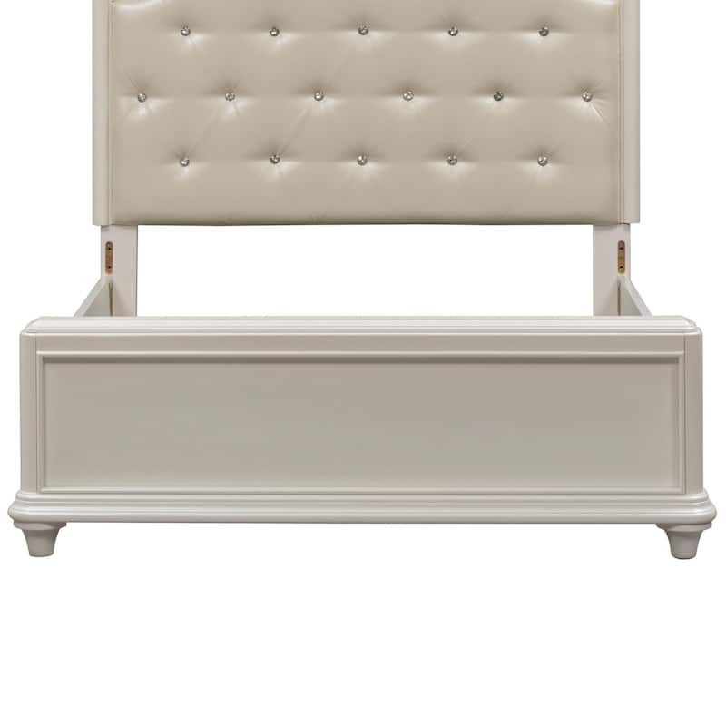 Stardust Iridescent White Panel Bed