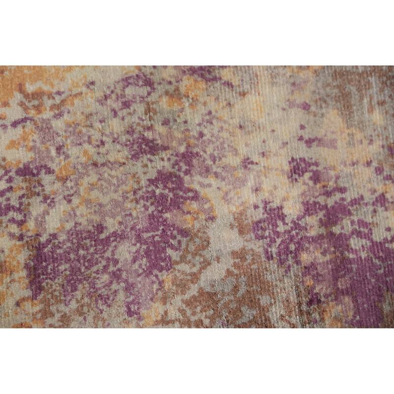 Modern Abstract Indian Area Rug Handmade Multi-Color Wool Carpet - 8'11"x 11'9"
