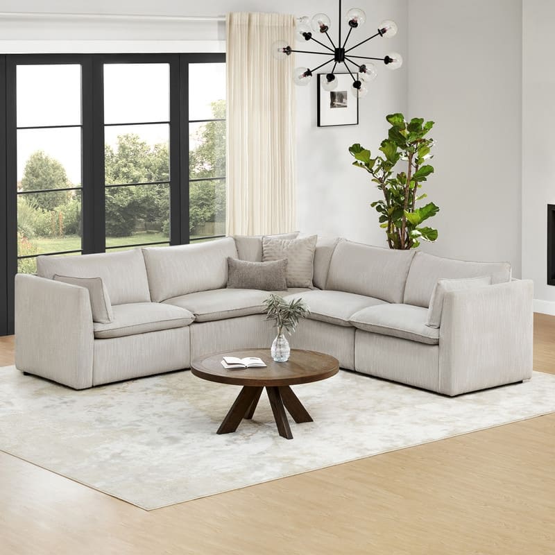 Cypress Sectional Couches Modular Sofa for Living Room - Grey-5 Pieces