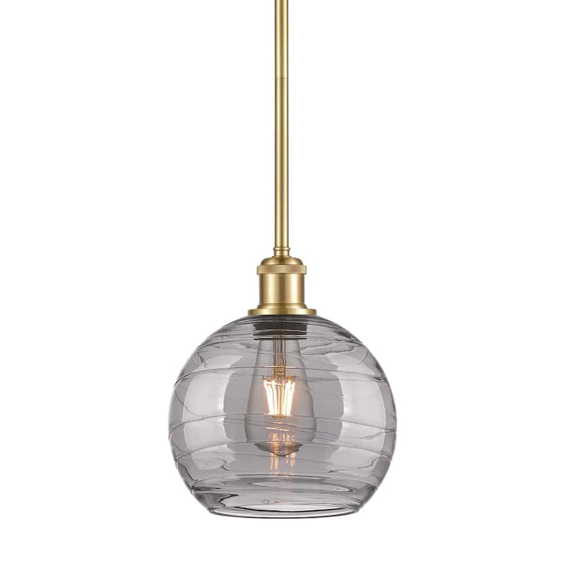 Innovations Lighting 516-1S-10-8 Athens Deco Swirl Pendant Athens Deco - Satin Gold / Light Smoke Deco Swirl
