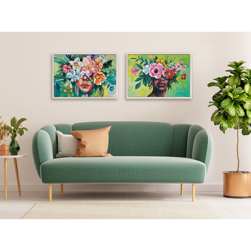 Kate and Laurel Sylvie Beaded Overgrowth Canvas by Rachel Christopoulos