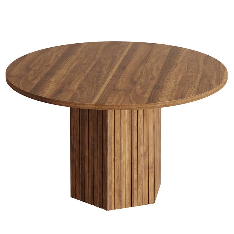 47-Inch Round Dining Table, Wood Dinner Table Easy Assembly Kitchen Table for Living Room, Dining Room