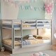 preview thumbnail 2 of 61, Stylish Twin Over Twin Floor Bunk Bed with Low Height Design for Kids' Safety, Spacious Grey Pine Wood Construction