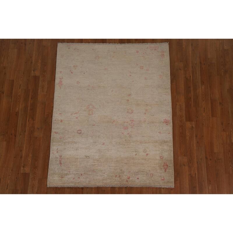 Traditional Oushak Turkish Oriental Area Rug Hand-knotted Wool Carpet - 3'10" x 4'10"