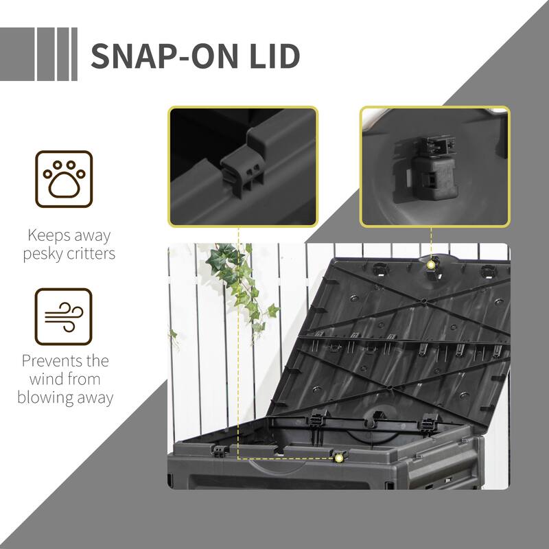 Outsunny Garden Compost Bin, 120 Gallon (450L) Garden Composter with 80 Vents and 2 Sliding Doors, Lightweight & Sturdy