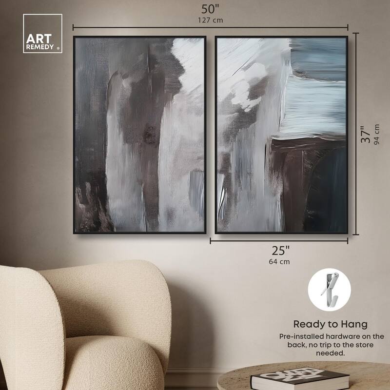 Monochrome Mood I Canvas Set of 2 by Art Remedy