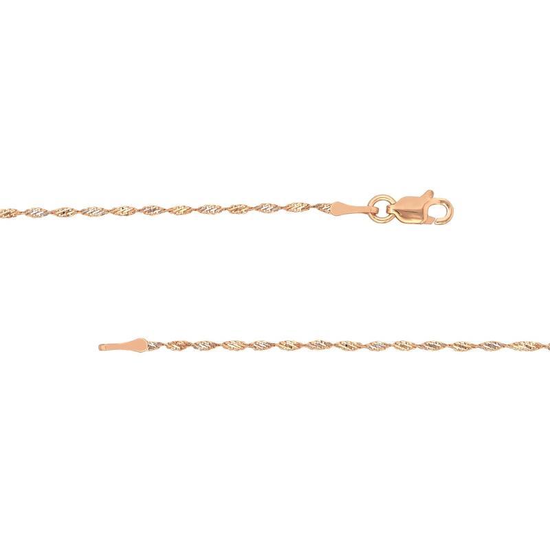 Curata 14k Rose and White Gold 1.35mm Twisted Dorica Chain Necklace