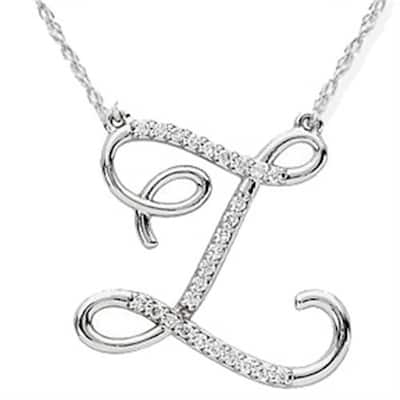 Diamond "Z" Initial Pendant 18" Necklace White Gold