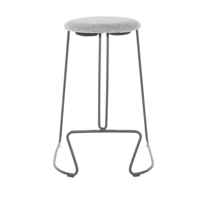 Finn Contemporary Counter Stool in Grey Steel and Light Grey Fabric - Set of 2 - 19.5"Lx18"Wx25.75"H