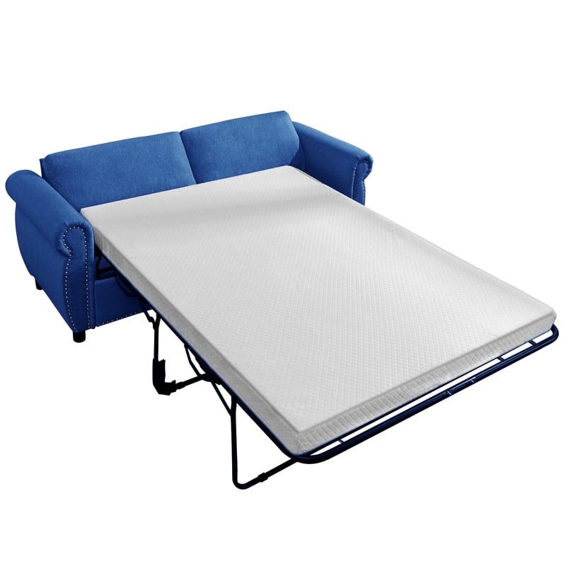 Mixoy Full/Queen Size Pull Out 2 in 1 Sleeper Sofa Bed with Mattress,Convertible Upholstered Loveseat with Nailhead