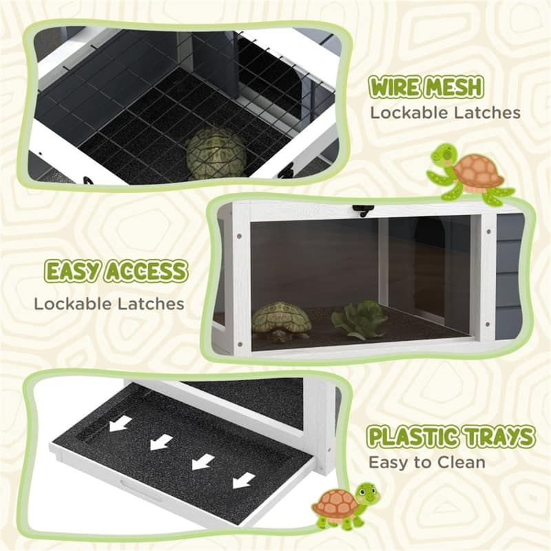 Habitat Tortoise House with Lamp Holder and Two Openable Lid - 32" L x 19" W x 12.5" H