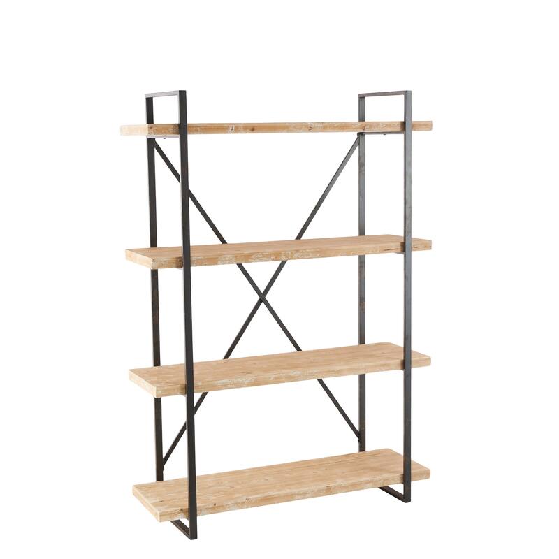 Wood 4 Shelves Shelving Unit - Brown - Roche River Decor - 14"Wx47"Lx67"H