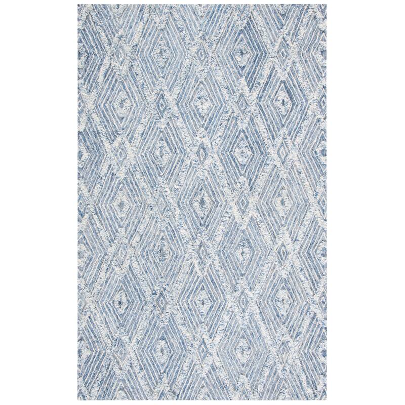SAFAVIEH Handmade Kenya Abigaelle Moroccan Boho Wool Rug - 6' Square - Blue/Ivory