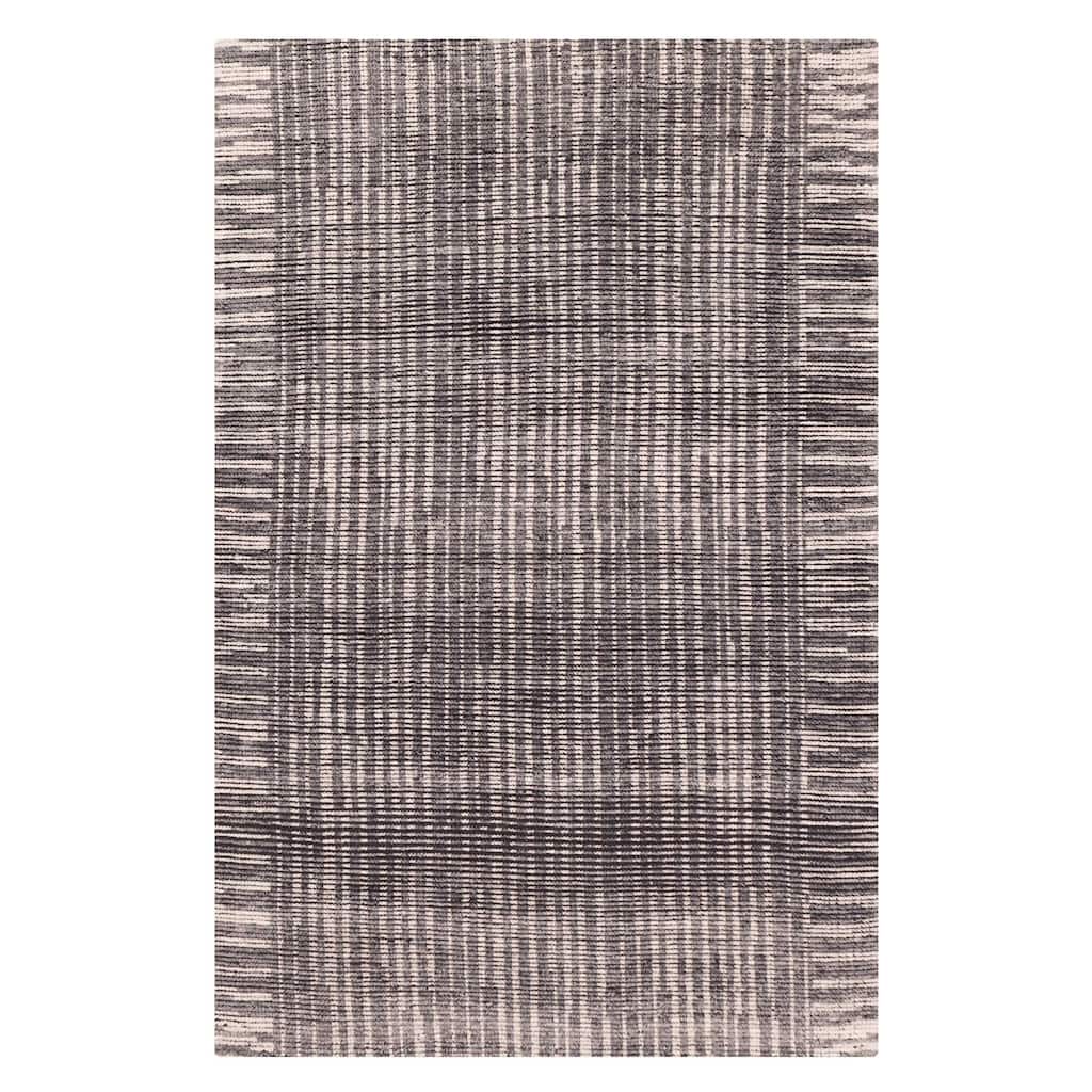 ECARPETGALLERY Hand-knotted Tangier Dark Grey Wool Rug - 5'1 x 7'11