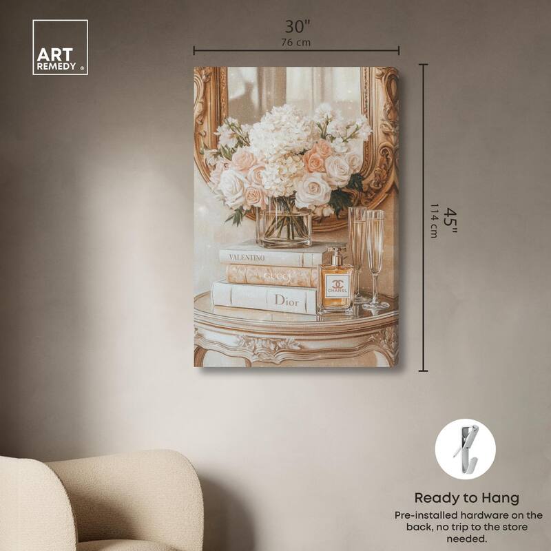 Mirror and Classy Glam Books Canvas by Art Remedy, Gallery Wrapped