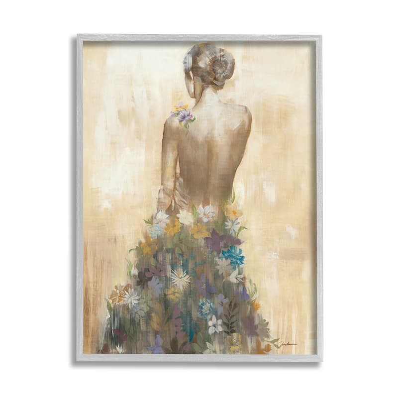 Stupell Nude Female Body Soft Tone Flower Dress Framed Wall Art - Multi-Color
