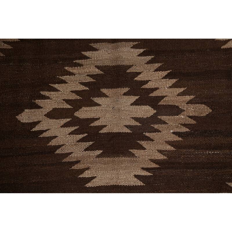 Natural Dye Tribal Geometric Oriental Kilim Area Rug Wool Flat-woven - 4'10" x 6'7"