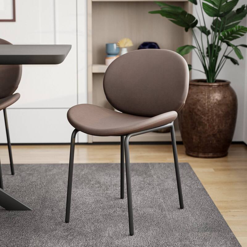 Leather Dining Side Chair with Powder-Coated Iron Legs Servos Series