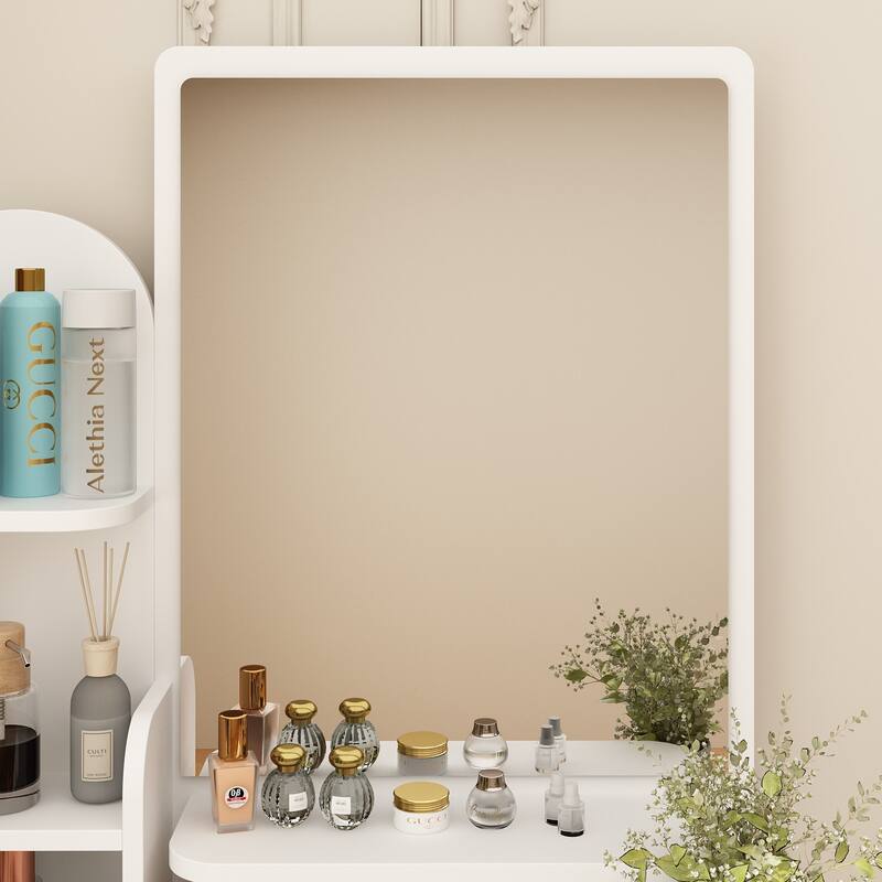 5-Drawer Makeup Vanity Table Set With Mirror & Stool Dressing Table