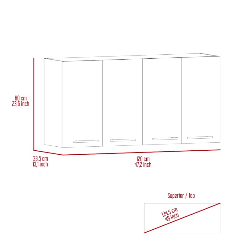 Stockton Rectangle Four Swing Doors Wall Cabinet Black Wengue