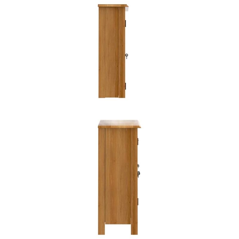 vidaXL Bathroom Furniture Set Wood Tone Solid Pine Wood