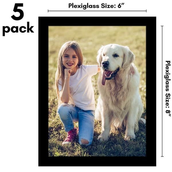 dimension image slide 4 of 22, Americanflat 5 Pack of Picture Frames with Mat - Plexiglass Cover