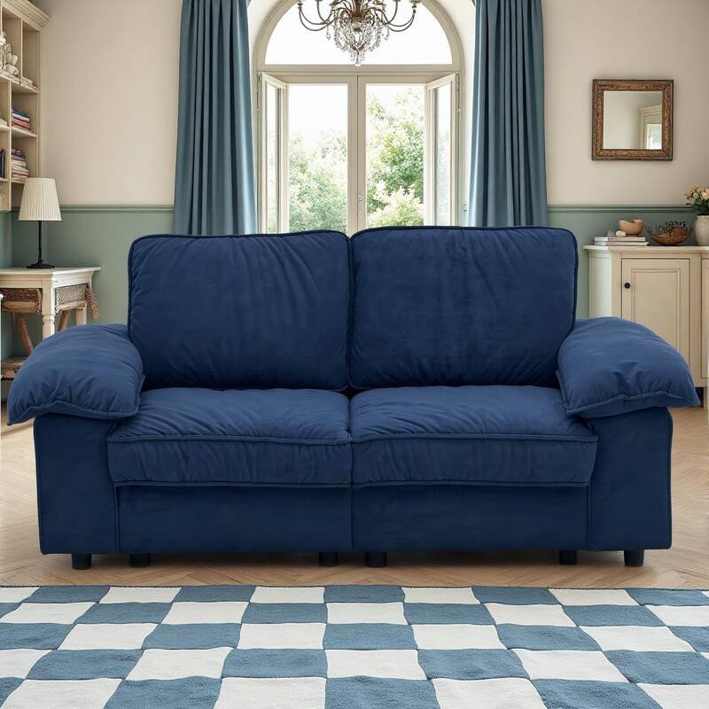 79" Loveseat Sofa Couch with Under-Seat Storage, Elegant 2-Seater Settee with Pillow Top Armrests for Living Room