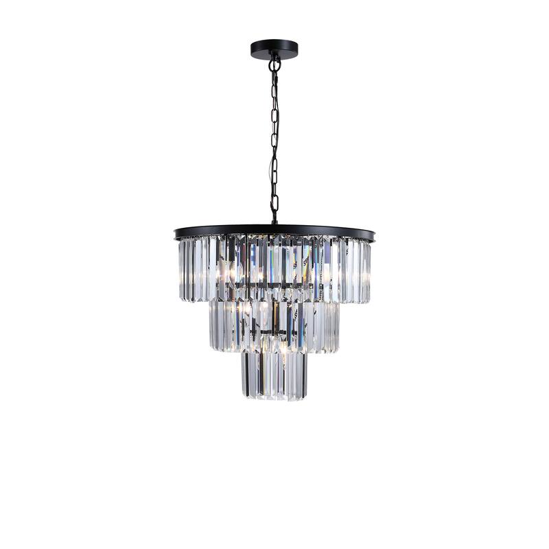 20" Chrome Crystal Chandelier with Adjustable Height, Modern Ceiling Light Fixture for Living Room, Dining Room, Staircase