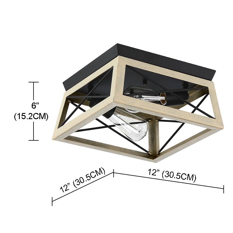 2 Light Farmhouse Flush Mount Ceiling Light