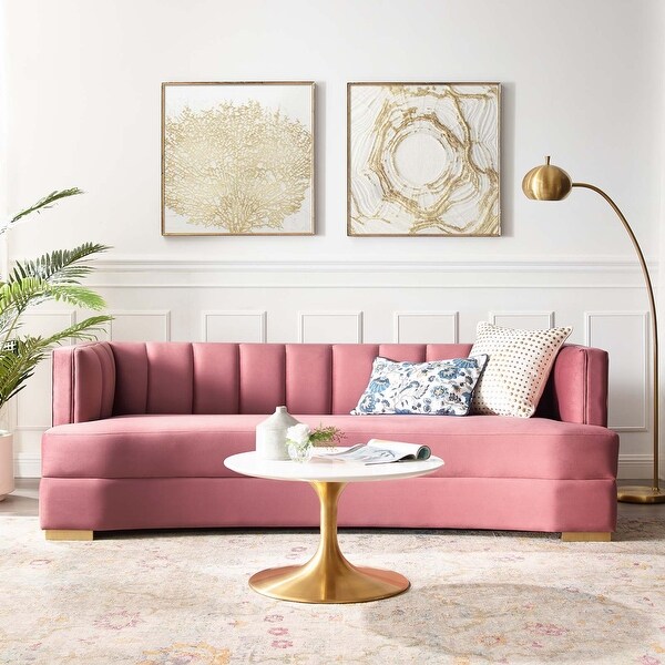 Pink curved shop couch