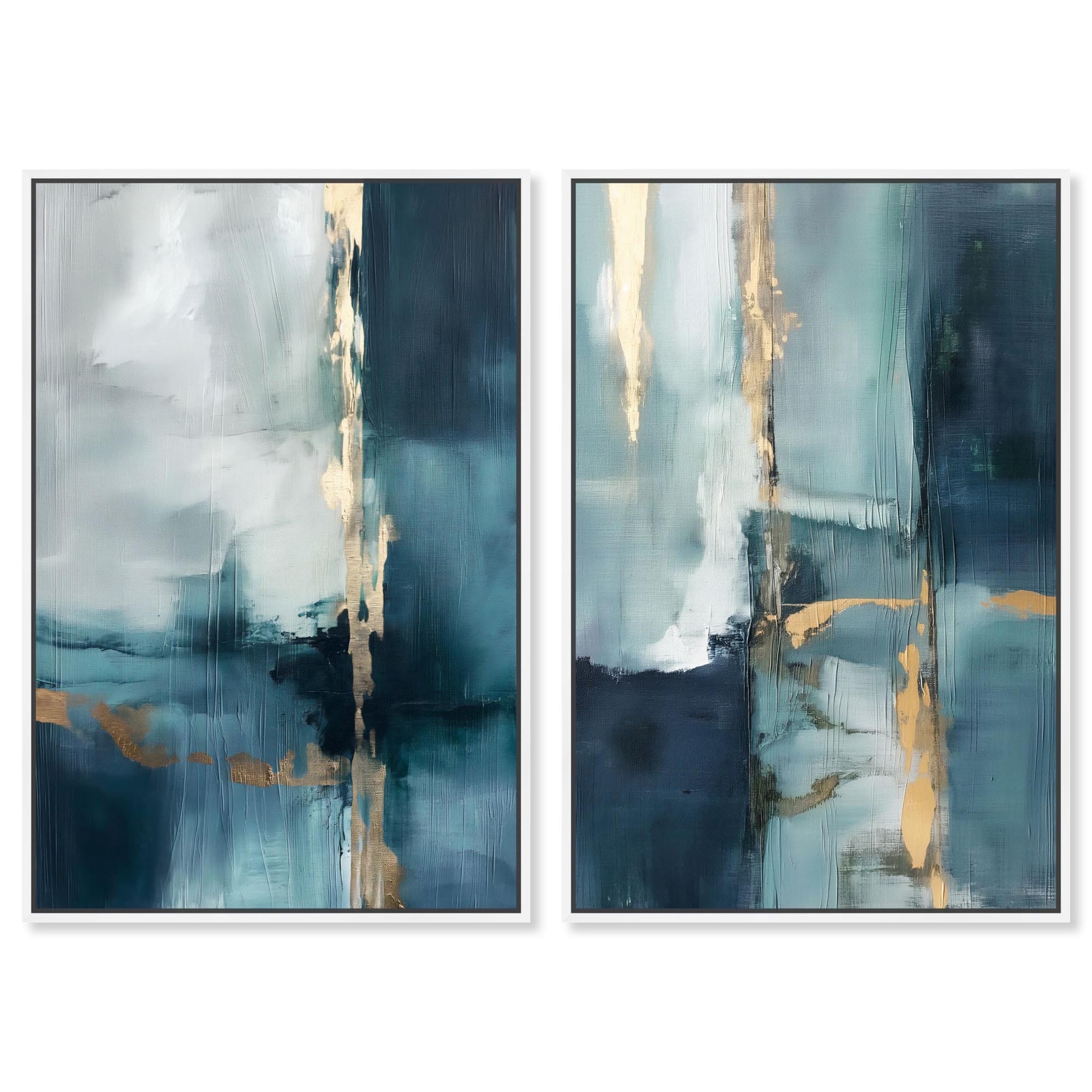 Golden Luxe Blue Glam Set Canvas by Art Remedy