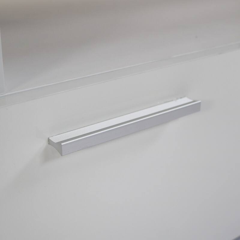 Modern TV Stand with RGB LED Lights & Remote, Tempered Glass Shelves