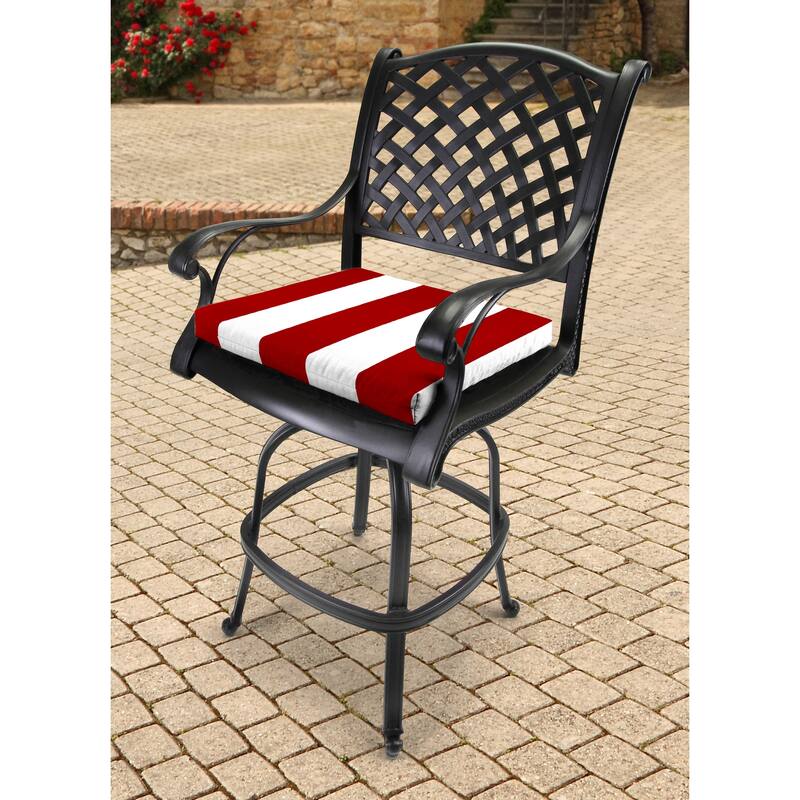 19" x 17" Red Stripe Outdoor Seat Cushion with Ties (Set of 2) On