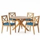 preview thumbnail 34 of 45, Llano Outdoor 5 Piece Acacia Wood Dining Set by Christopher Knight Home