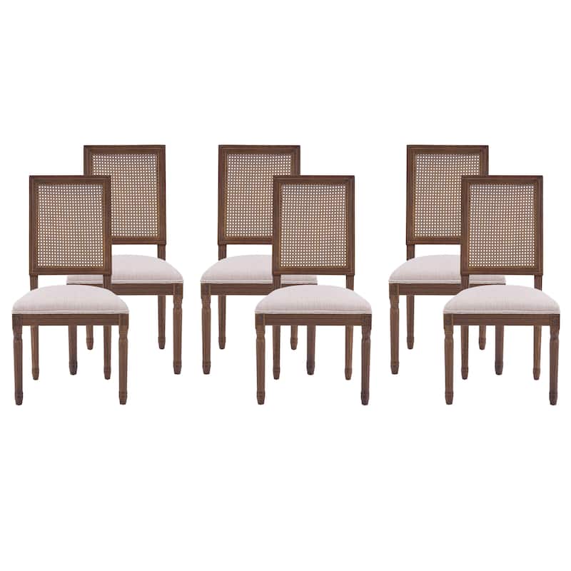 Christopher Knight Home - French Country Dining Chairs Set with Elegant Cane Backrest & Upholstered Seats with Fluted Legs
