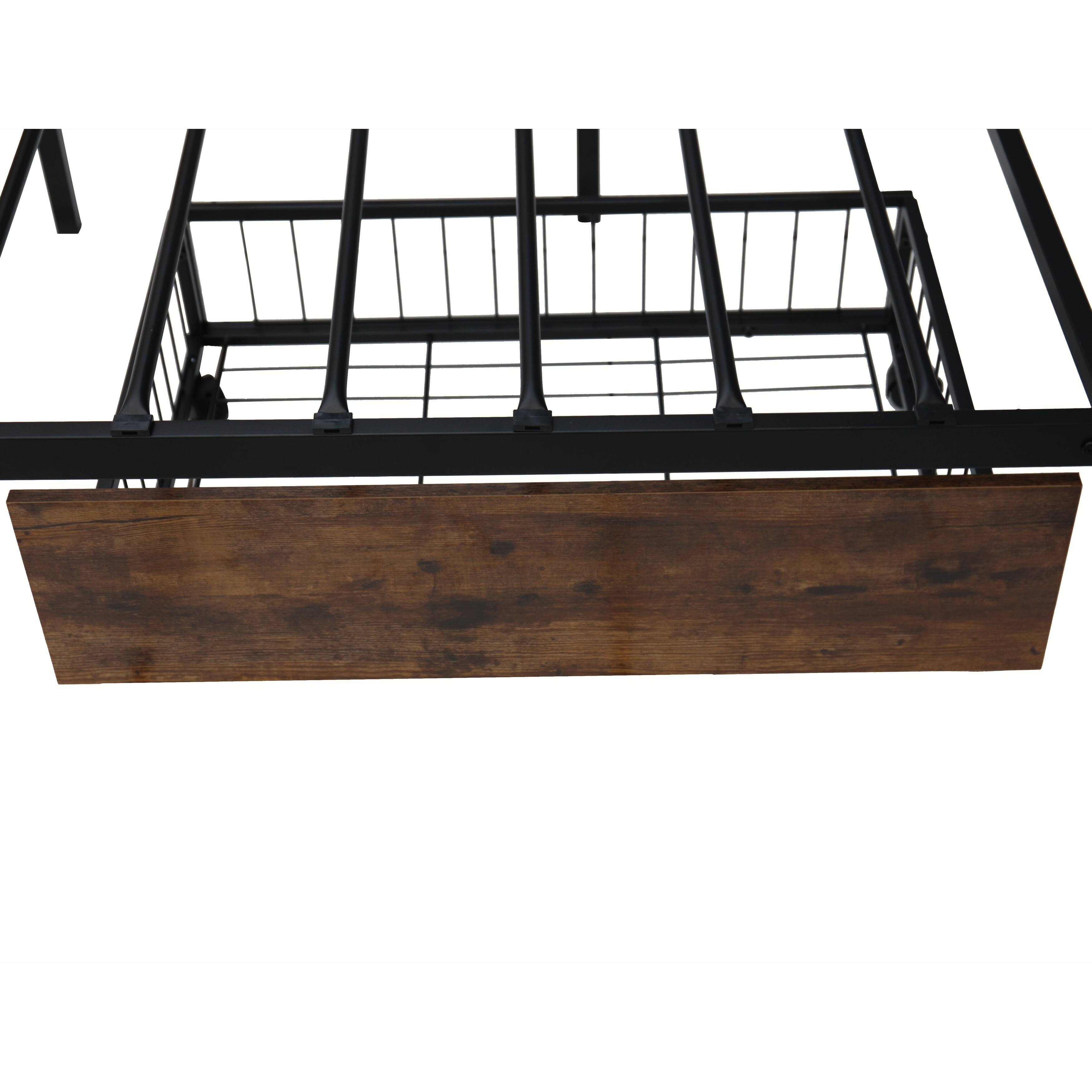 Rustic Bookcase Bed Frame with Power Outlets + 2 Storage Drawers 🌳 On Sale Bed Bath & Beyond