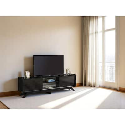 Lucina Modern TV Stand with 2 Sliding Door Cabinet 2 Shelves, Living Room Entertainment Center