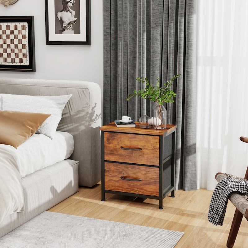 Nightstand Set of 2, Side Table with 2 Fabric Drawers, End Table, Bedside Table , Night Stand for Bedroom