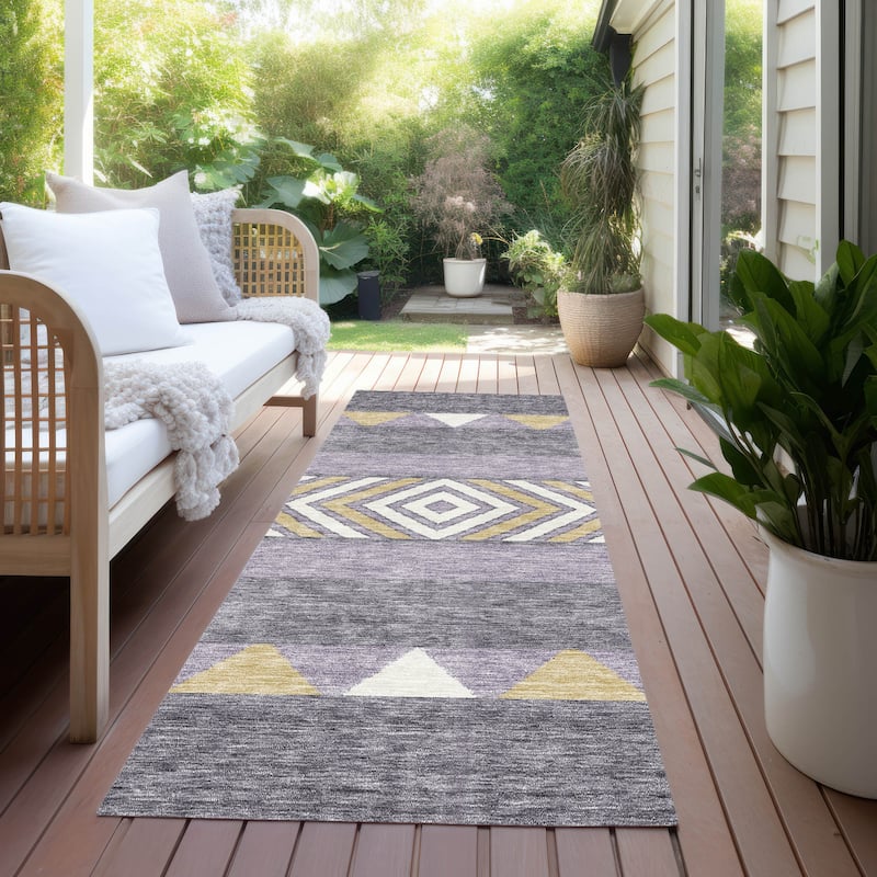 Machine Washable Indoor/ Outdoor Global Boho Chantille Rug - Lavender - 2'3" x 7'6"