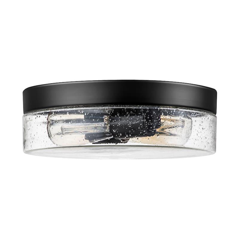 2-Light Modern Farmhouse Dome Clear Seeded/Bubble Glass Flush Mount Light
