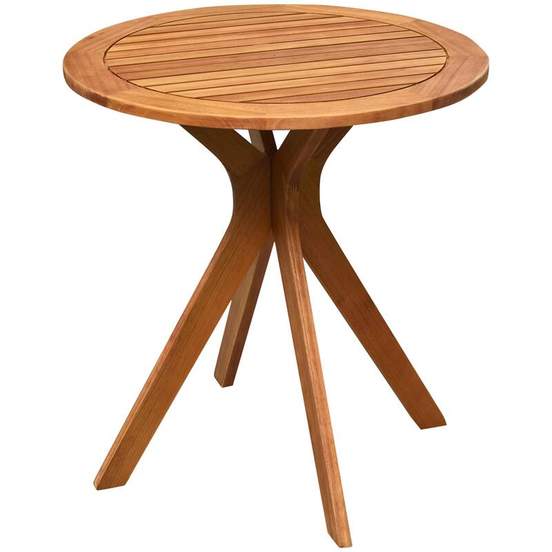 27 Inch Outdoor Round Dining Table Solid Wood Patio Bistro Table ...