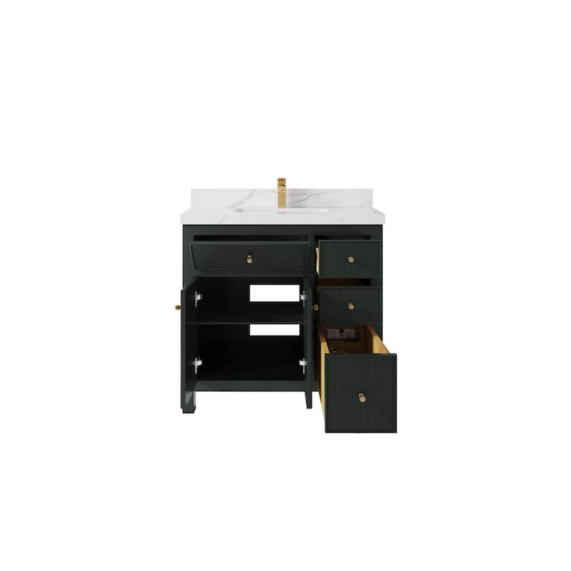Willow Collections 36 in W x 22 in D Sonoma Center Sink Free Standing Reeded Bathroom Vanity with Countertop