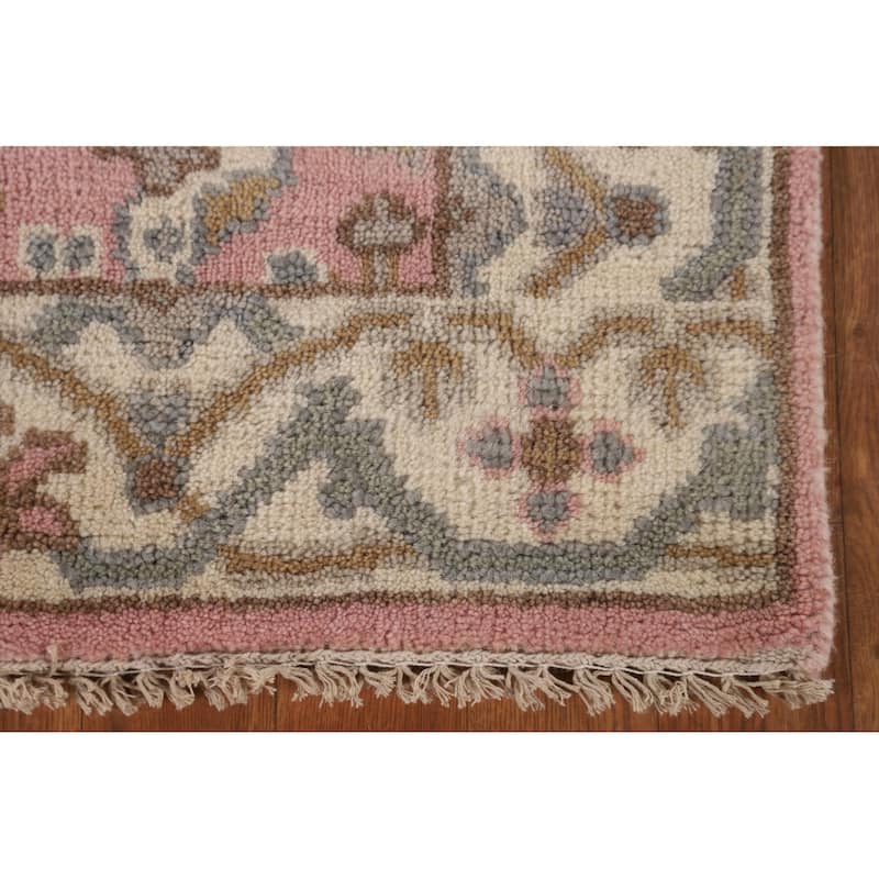 Light Pink Oushak Oriental Runner Rug Handmade Wool Carpet - 2'6"x 9'10"
