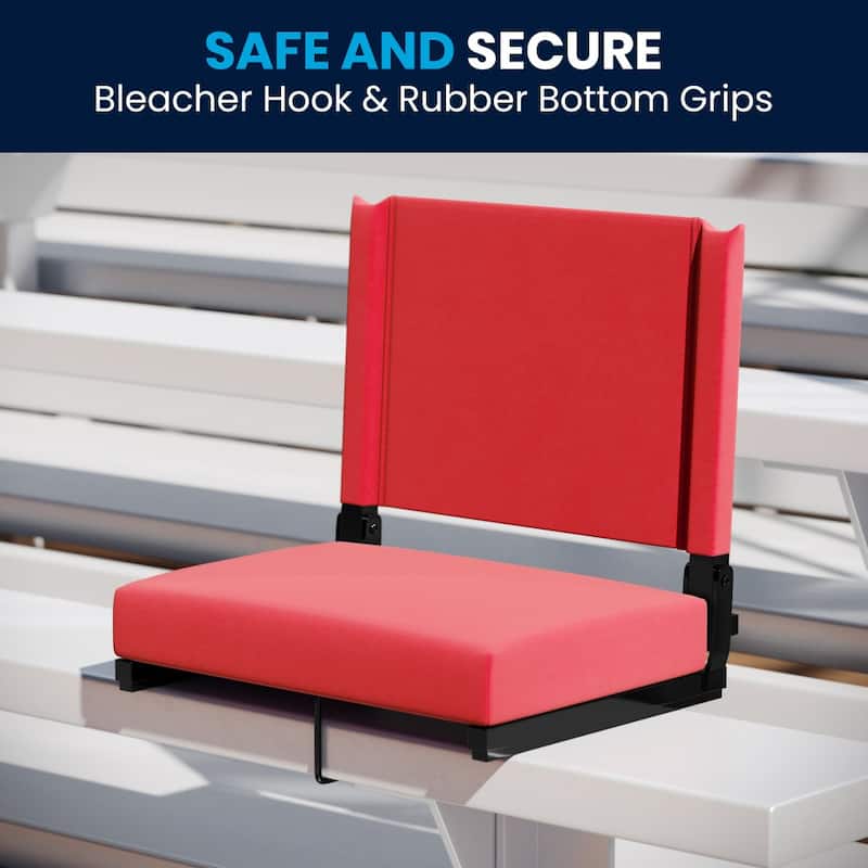 Padded Stadium Chairs with Handles and Bleacher Hooks (Set of 2) - 14"D x 18"W x 18"H