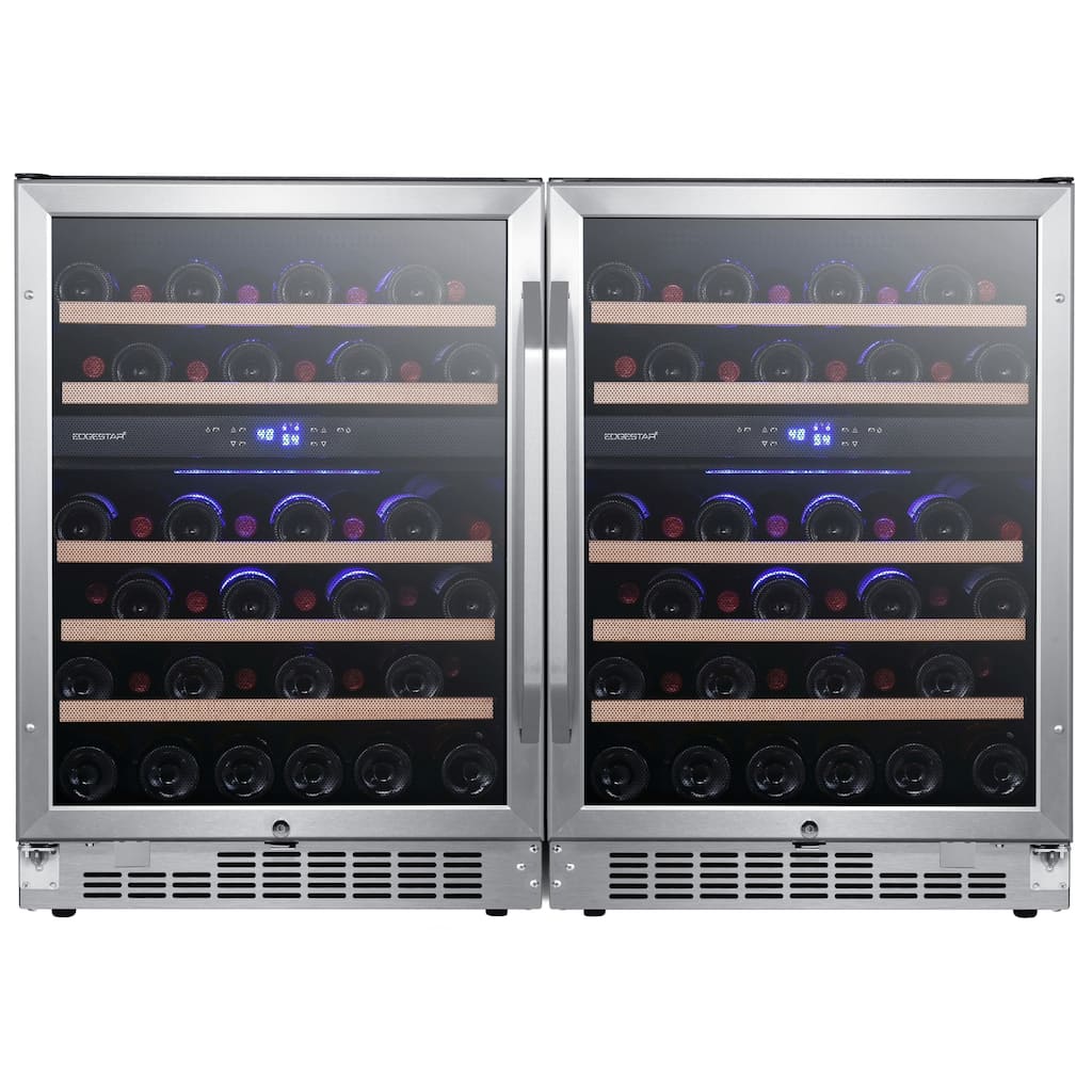 EdgeStar 47 Inch Wide 92 Bottle Built-In Side-by-Side Wine Cooler with