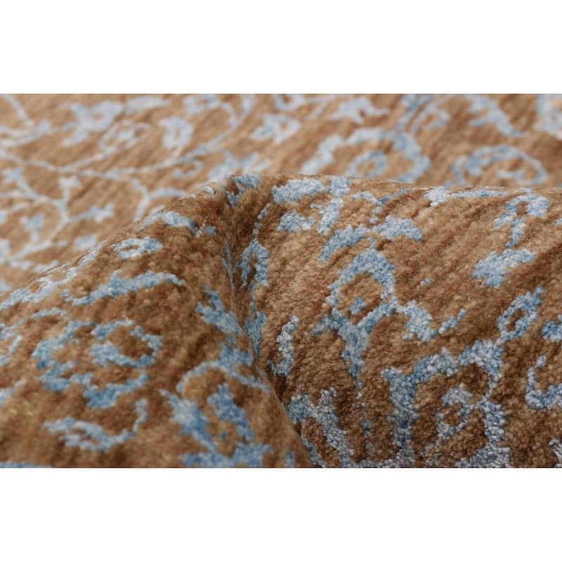 ECARPETGALLERY Hand-knotted Heritage Brown Silk, Wool Rug - 6' 1" x 8' 11"